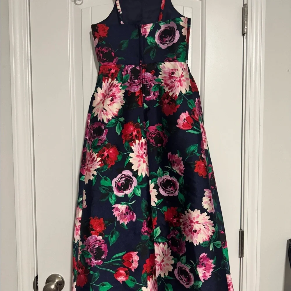 Rare Editions Navy and Pink Floral Dress